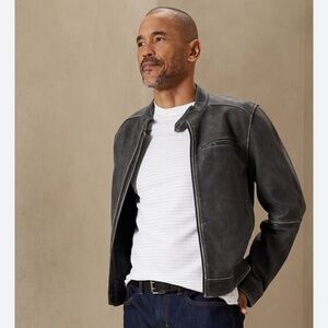 Banana Republic Calvo Men's Gray Leather Jacket Size Large